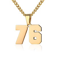 Number Necklace For Boy Athletes Gold Plated Number Chain Stainless Steel Charm Pendant Personalized Sports Jewelry For Men Bask