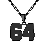 Number Necklace For Boy Athletes Black Number Chain Stainless Steel Charm Pendant Personalized Sports Jewelry For Men Basketball