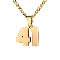 Number Necklace For Boy Athletes Gold Plated Number Chain Stainless Steel Charm Pendant Personalized Sports Jewelry For Men Bask