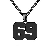 Number Necklace For Boy Athletes Black Number Chain Stainless Steel Charm Pendant Personalized Sports Jewelry For Men Basketball