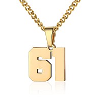 Number Necklace For Boy Athletes Gold Plated Number Chain Stainless Steel Charm Pendant Personalized Sports Jewelry For Men Bask