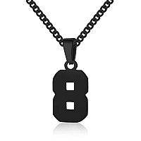 Number Necklace For Boy Athletes Black Number Chain Stainless Steel Charm Pendant Personalized Sports Jewelry For Men Basketball