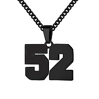 Number Necklace For Boy Athletes Black Number Chain Stainless Steel Charm Pendant Personalized Sports Jewelry For Men Basketball