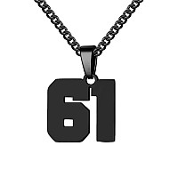 Number Necklace For Boy Athletes Black Number Chain Stainless Steel Charm Pendant Personalized Sports Jewelry For Men Basketball