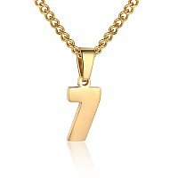 Number Necklace For Boy Athletes Gold Plated Number Chain Stainless Steel Charm Pendant Personalized Sports Jewelry For Men Bask