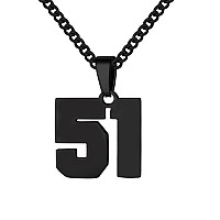 Number Necklace For Boy Athletes Black Number Chain Stainless Steel Charm Pendant Personalized Sports Jewelry For Men Basketball