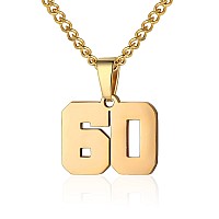 Number Necklace For Boy Athletes Gold Plated Number Chain Stainless Steel Charm Pendant Personalized Sports Jewelry For Men Bask