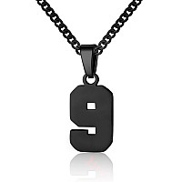 Number Necklace For Boy Athletes Black Number Chain Stainless Steel Charm Pendant Personalized Sports Jewelry For Men Basketball