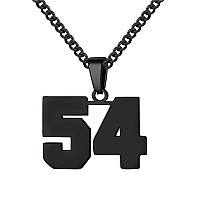 Number Necklace For Boy Athletes Black Number Chain Stainless Steel Charm Pendant Personalized Sports Jewelry For Men Basketball