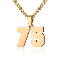 Number Necklace For Boy Athletes Gold Plated Number Chain Stainless Steel Charm Pendant Personalized Sports Jewelry For Men Bask