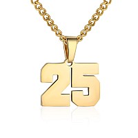 Number Necklace For Boy Athletes Gold Plated Number Chain Stainless Steel Charm Pendant Personalized Sports Jewelry For Men Bask