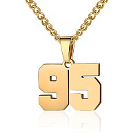 Number Necklace For Boy Athletes Gold Plated Number Chain Stainless Steel Charm Pendant Personalized Sports Jewelry For Men Bask