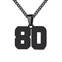 Number Necklace For Boy Athletes Black Number Chain Stainless Steel Charm Pendant Personalized Sports Jewelry For Men Basketball