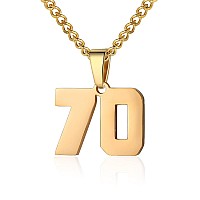 Number Necklace For Boy Athletes Gold Plated Number Chain Stainless Steel Charm Pendant Personalized Sports Jewelry For Men Bask