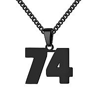 Number Necklace For Boy Athletes Black Number Chain Stainless Steel Charm Pendant Personalized Sports Jewelry For Men Basketball