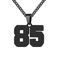 Number Necklace For Boy Athletes Black Number Chain Stainless Steel Charm Pendant Personalized Sports Jewelry For Men Basketball