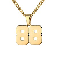 Number Necklace For Boy Athletes Gold Plated Number Chain Stainless Steel Charm Pendant Personalized Sports Jewelry For Men Bask