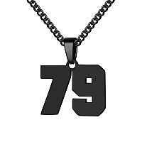 Number Necklace For Boy Athletes Black Number Chain Stainless Steel Charm Pendant Personalized Sports Jewelry For Men Basketball