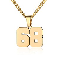 Number Necklace For Boy Athletes Gold Plated Number Chain Stainless Steel Charm Pendant Personalized Sports Jewelry For Men Bask