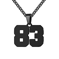 Number Necklace For Boy Athletes Black Number Chain Stainless Steel Charm Pendant Personalized Sports Jewelry For Men Basketball