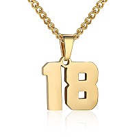 Number Necklace For Boy Athletes Gold Plated Number Chain Stainless Steel Charm Pendant Personalized Sports Jewelry For Men Bask