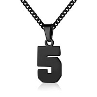 Number Necklace For Boy Athletes Black Number Chain Stainless Steel Charm Pendant Personalized Sports Jewelry For Men Basketball