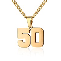 Number Necklace For Boy Athletes Gold Plated Number Chain Stainless Steel Charm Pendant Personalized Sports Jewelry For Men Bask