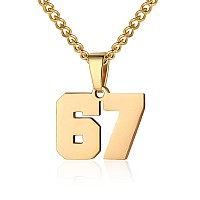 Number Necklace For Boy Athletes Gold Plated Number Chain Stainless Steel Charm Pendant Personalized Sports Jewelry For Men Bask