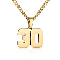 Number Necklace For Boy Athletes Gold Plated Number Chain Stainless Steel Charm Pendant Personalized Sports Jewelry For Men Bask