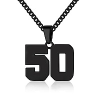 Number Necklace For Boy Athletes Black Number Chain Stainless Steel Charm Pendant Personalized Sports Jewelry For Men Basketball