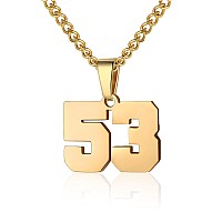 Number Necklace For Boy Athletes Gold Plated Number Chain Stainless Steel Charm Pendant Personalized Sports Jewelry For Men Bask