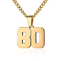 Number Necklace For Boy Athletes Gold Plated Number Chain Stainless Steel Charm Pendant Personalized Sports Jewelry For Men Bask