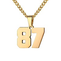 Number Necklace For Boy Athletes Gold Plated Number Chain Stainless Steel Charm Pendant Personalized Sports Jewelry For Men Bask