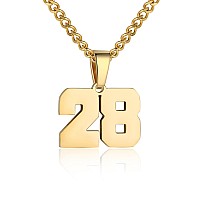 Number Necklace For Boy Athletes Gold Plated Number Chain Stainless Steel Charm Pendant Personalized Sports Jewelry For Men Bask