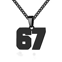 Number Necklace For Boy Athletes Black Number Chain Stainless Steel Charm Pendant Personalized Sports Jewelry For Men Basketball