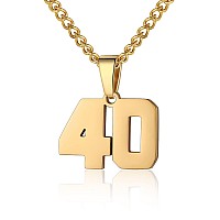 Number Necklace For Boy Athletes Gold Plated Number Chain Stainless Steel Charm Pendant Personalized Sports Jewelry For Men Bask