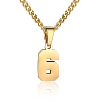 Number Necklace For Boy Athletes Gold Plated Number Chain Stainless Steel Charm Pendant Personalized Sports Jewelry For Men Bask