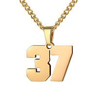 Number Necklace For Boy Athletes Gold Plated Number Chain Stainless Steel Charm Pendant Personalized Sports Jewelry For Men Bask