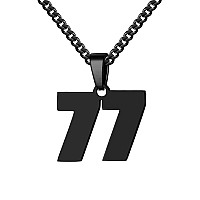 Number Necklace For Boy Athletes Black Number Chain Stainless Steel Charm Pendant Personalized Sports Jewelry For Men Basketball