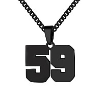 Number Necklace For Boy Athletes Black Number Chain Stainless Steel Charm Pendant Personalized Sports Jewelry For Men Basketball