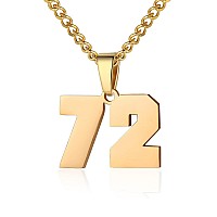 Number Necklace For Boy Athletes Gold Plated Number Chain Stainless Steel Charm Pendant Personalized Sports Jewelry For Men Bask