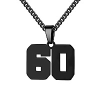 Number Necklace For Boy Athletes Black Number Chain Stainless Steel Charm Pendant Personalized Sports Jewelry For Men Basketball