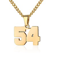 Number Necklace For Boy Athletes Gold Plated Number Chain Stainless Steel Charm Pendant Personalized Sports Jewelry For Men Bask