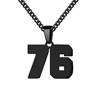 Number Necklace For Boy Athletes Black Number Chain Stainless Steel Charm Pendant Personalized Sports Jewelry For Men Basketball