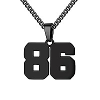 Number Necklace For Boy Athletes Black Number Chain Stainless Steel Charm Pendant Personalized Sports Jewelry For Men Basketball