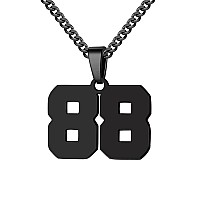 Number Necklace For Boy Athletes Black Number Chain Stainless Steel Charm Pendant Personalized Sports Jewelry For Men Basketball