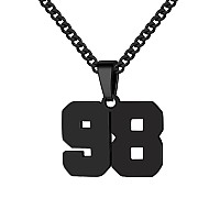 Number Necklace For Boy Athletes Black Number Chain Stainless Steel Charm Pendant Personalized Sports Jewelry For Men Basketball