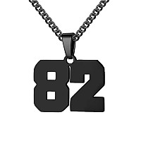 Number Necklace For Boy Athletes Black Number Chain Stainless Steel Charm Pendant Personalized Sports Jewelry For Men Basketball