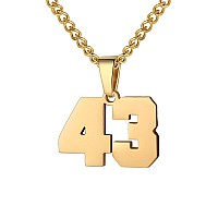 Number Necklace For Boy Athletes Gold Plated Number Chain Stainless Steel Charm Pendant Personalized Sports Jewelry For Men Bask