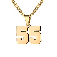 Number Necklace For Boy Athletes Gold Plated Number Chain Stainless Steel Charm Pendant Personalized Sports Jewelry For Men Bask